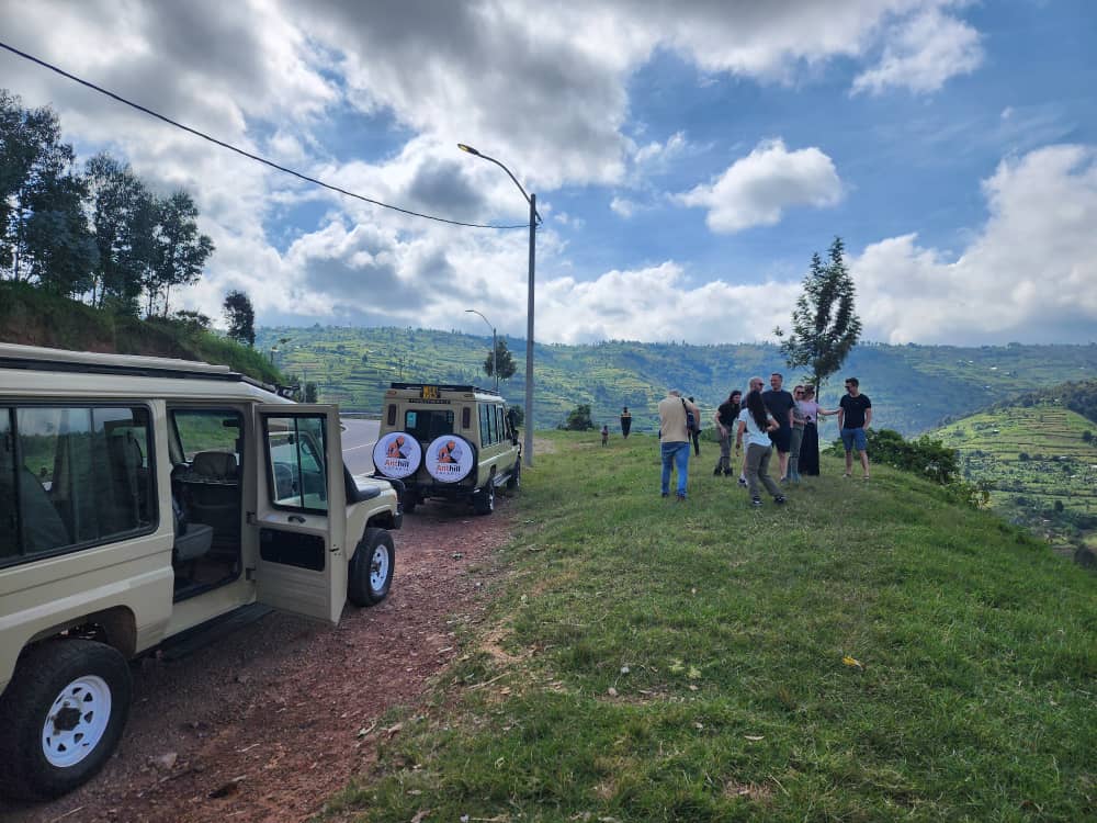 Private 4x4 safari vehicle travelling through southwestern Uganda on the way to Bwindi gorilla trekking