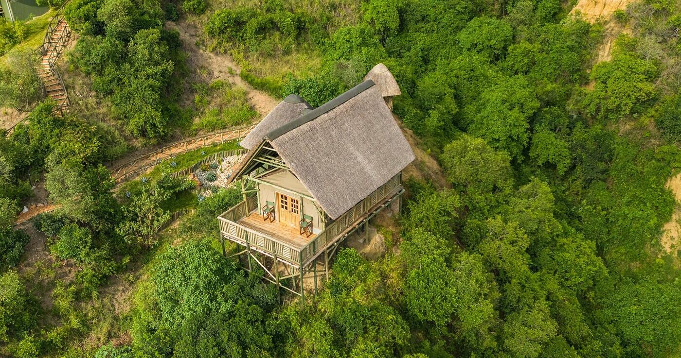 Safari lodge surrounded by nature while exploring Uganda Hidden Gems